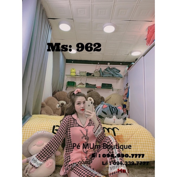 Pizama Lụa Gấm Tay Dài Bigsize XL 60-70 Chim Hạc