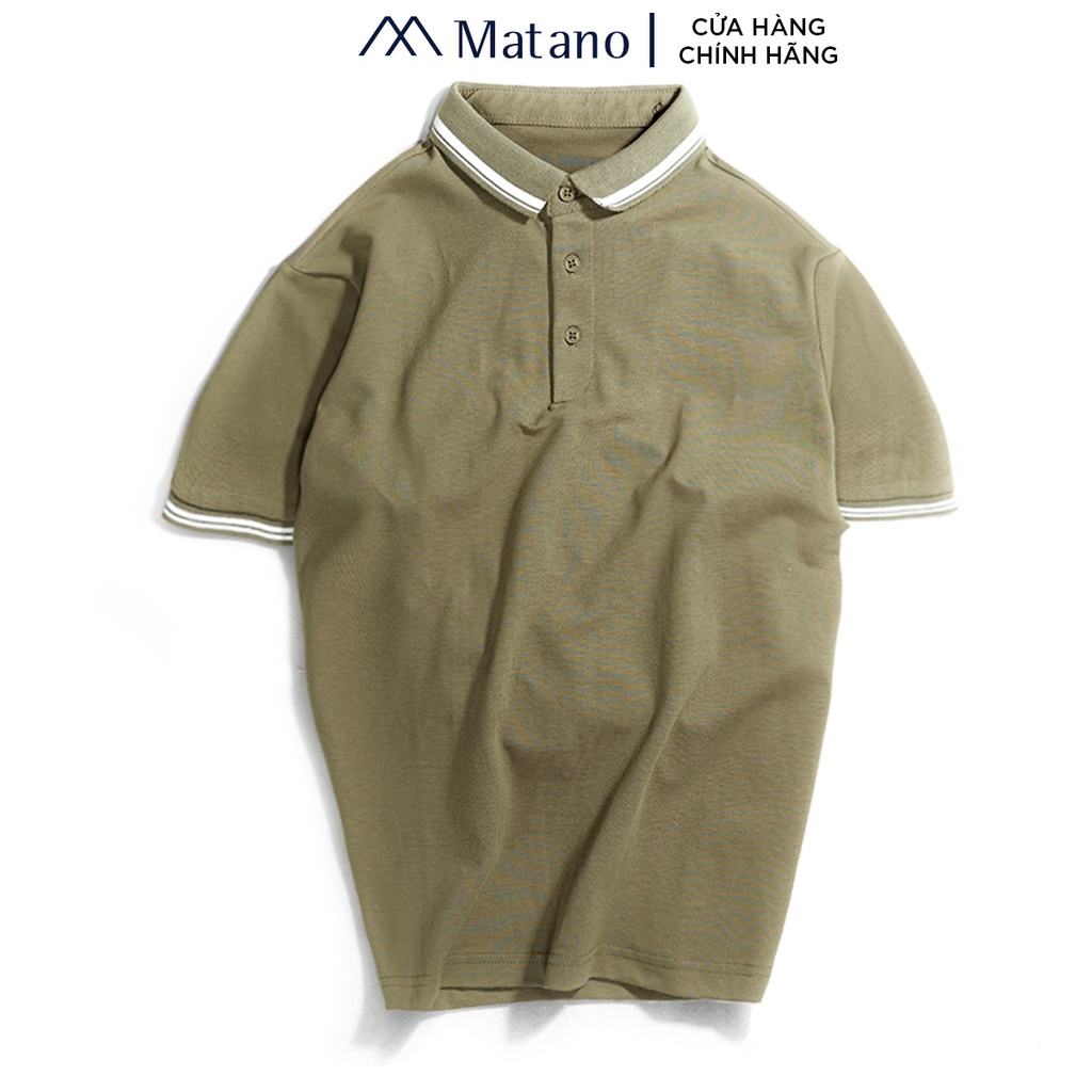 Áo polo nam đẹp MATANO 030 - Áo thun polo nam có cổ trụ bẻ, vải cá sấu cotton cao cấp, bo dệt kẻ sọc trắng đơn giản