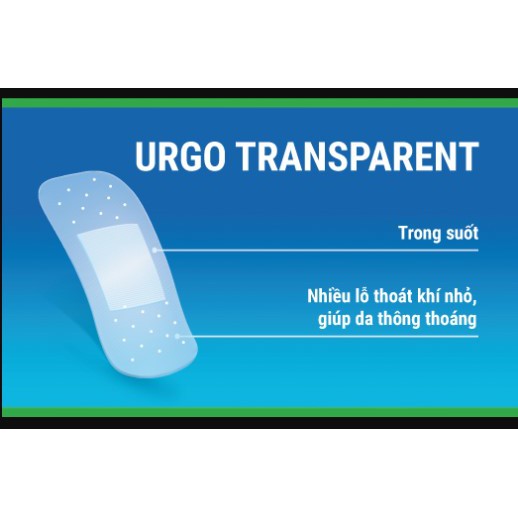  Băng Cá Nhân URGO Transparent 💓 Trong Suốt 💓 Thẩm Mĩ 💓 Hộp 20 Miếng.