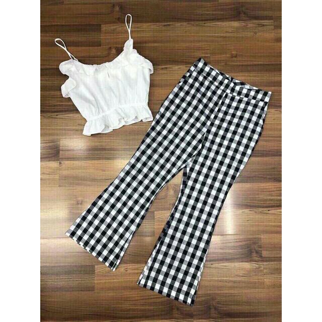 [ xả kho ] HS Set áo hai dây + quần caro