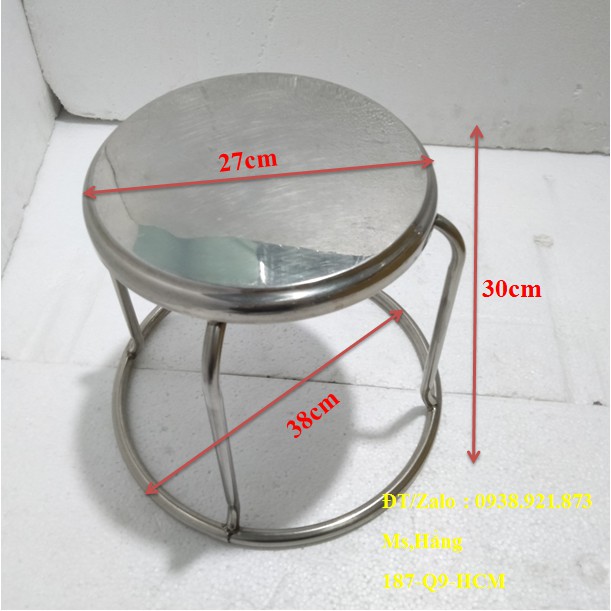 Ghế Inox Chân Vòng Mặt Trơn Cao 30cm
