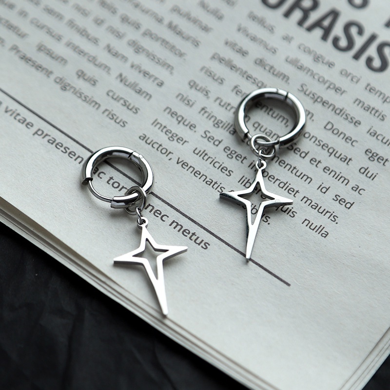 Bông tai hình ngôi sao bằng thép không gỉ phong cách cổ điển không phai màu