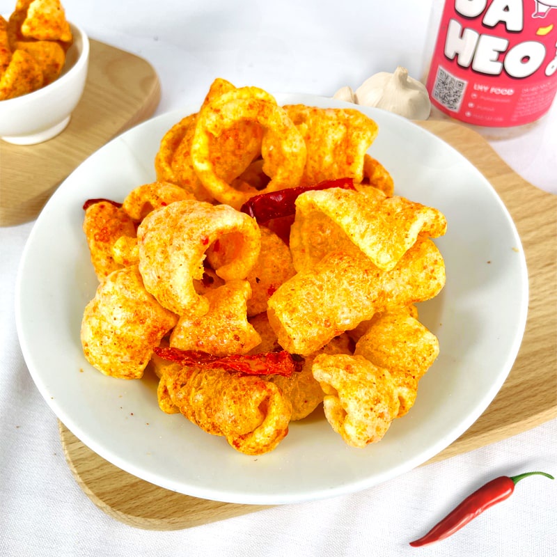 Da Heo cháy tỏi, da heo chiên giòn tỏi ớt hũ 150gr