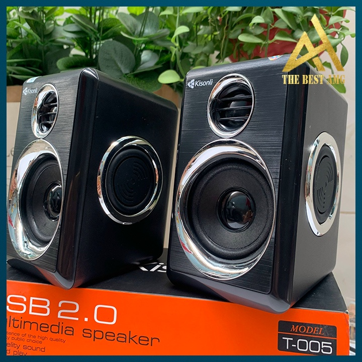 Loa Máy Tính Để Bàn Mini Có Dây Chính Hãng 2.0 Kisonli T005 Loa Vi Tính Nghe Nhạc Laptop Pc Gaming