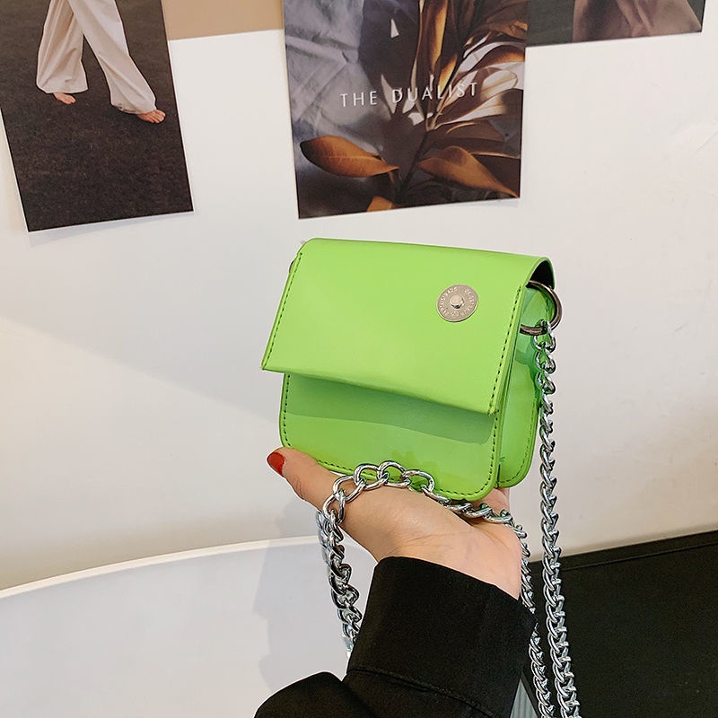 Túi đeo chéo mini dây xích nữ chuỗi dày thời trang túi hộp vuông