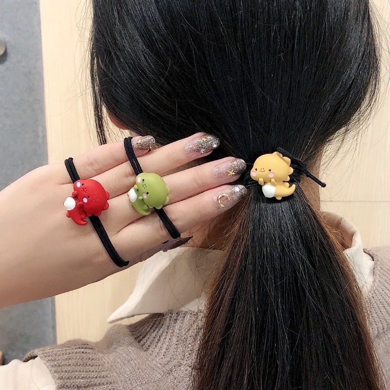 Sét Combo 10 dây cột tóc hình khủng long dễ thương làm quà tặng khách phong cách hàn quốc