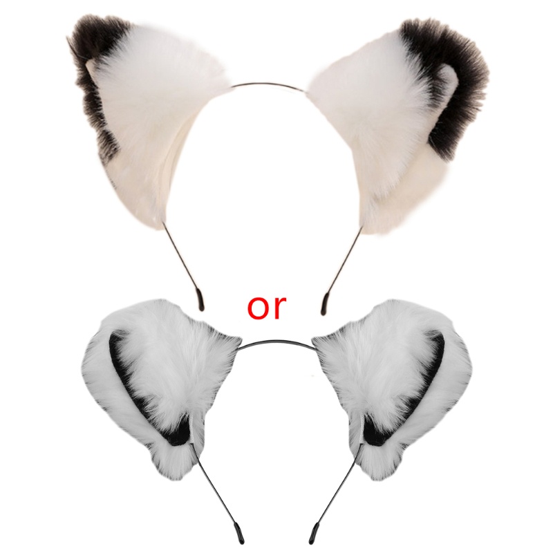 Băng Đô Tai Sói Bằng Lông Giả Màu Sắc Gradient Dành Cho Dịp Halloween