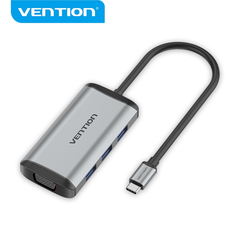 HUB VENTION Cổng USB Type-C sang Cổng Kết Nối HDMI/VGA/USB 3.0*3/PD Cho Laptop PC