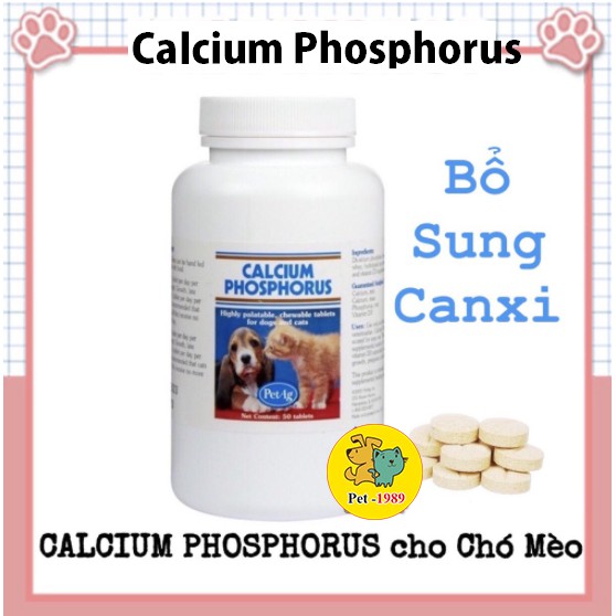 Canxi Cho Chó Mèo Calcium Phosphorus hộp 50 viên Pet-1989