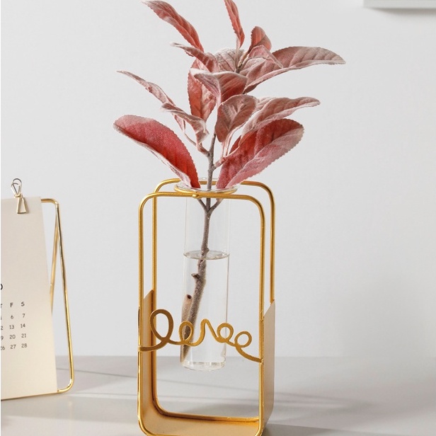 Lọ hoa hình học trồng cây thủy sinh, mạ vàng sang trọng, decor phòng khách, phòng ngủ, phòng ăn