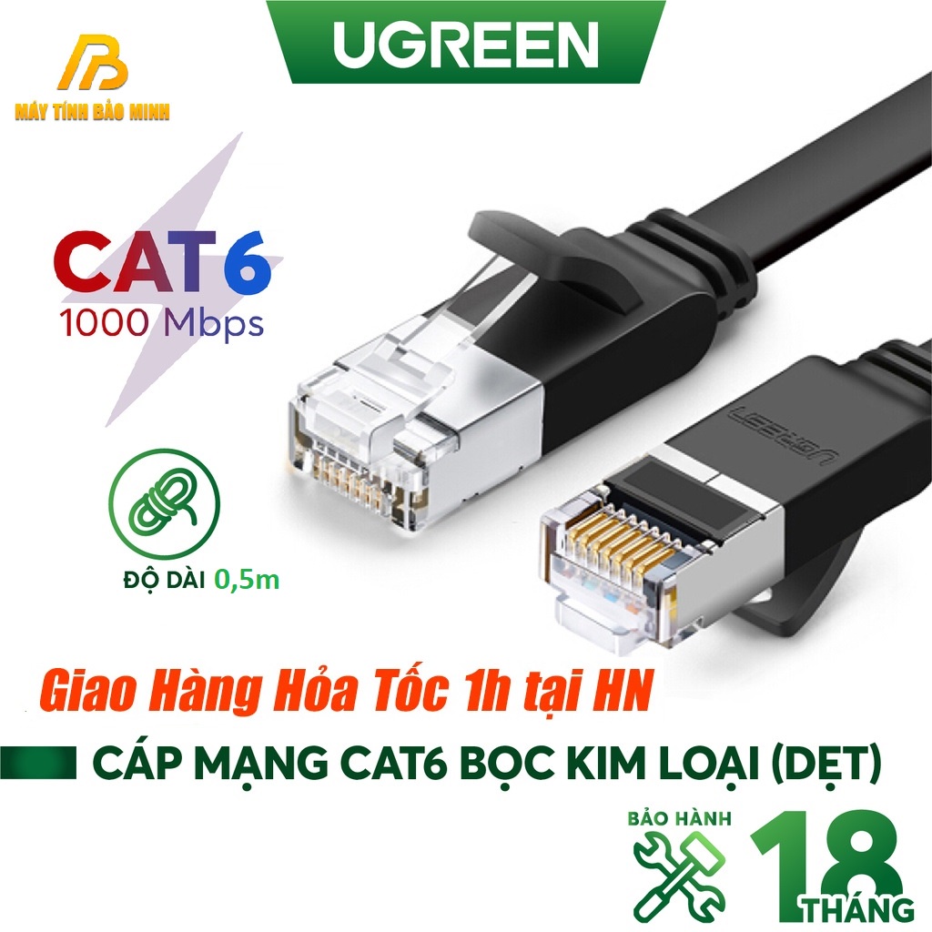 Dây mạng Cat6 dẹt Ugreen 50183 dài 0,5m - Hàng Chính Hãng