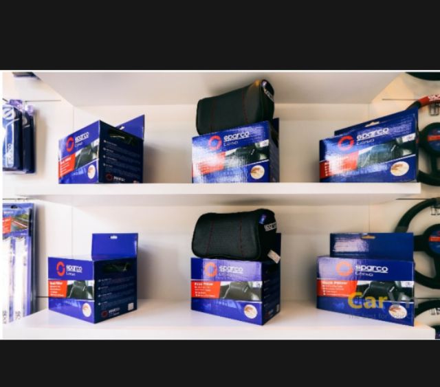 Gối Tựa Đầu ô tô, dựa Cổ Cao Su Non Sparco Bọc Da Cao Cấp SPN 4008 BK Cho Mọi Dòng Ô Tô Xe Hơi