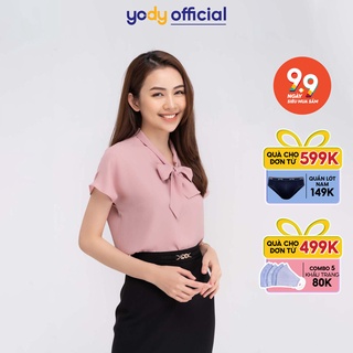 Áo sơ mi YODY Nữ suông vai chờm cổ nơ trẻ trung cá tính SCN4124