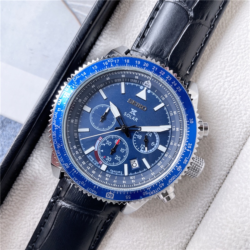 SYX4 Ready stock! Hot sale Original Men's Watches Seiko 5 Quartz Automatic Luminous waterproof Watch for Men Black six needles Date calendar Stainless steel strap Wrist watch2022