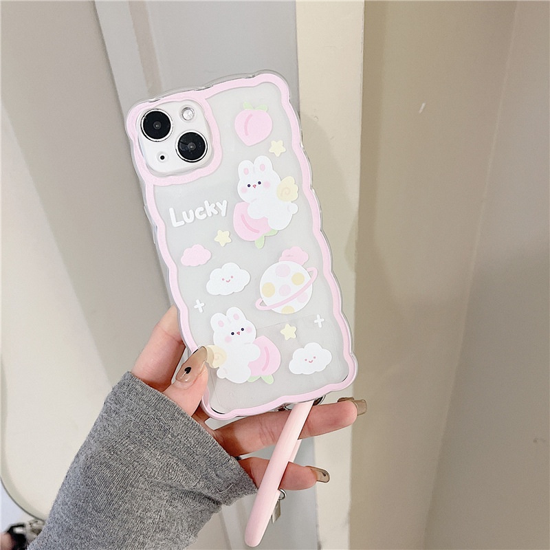 Ốp lưng iphone Ốp Điện Thoại Silicon Họa Tiết Sóng Biển To Kèm Dây Đeo Tay Cho iPhone 11 / 12 xs 13Pro Dinuo case