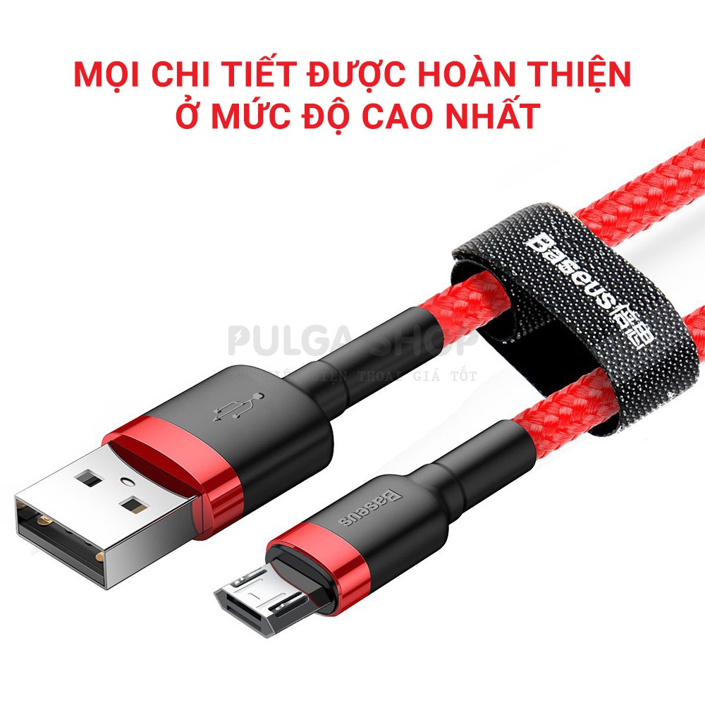 Dây Cáp Sạc Micro USB Baseus Sạc Nhanh 2.4A QC3.0 Cho Điện Thoại Android Samsung/ Oppo/ Huawei/ Xiaomi/ Vivo/ Realme