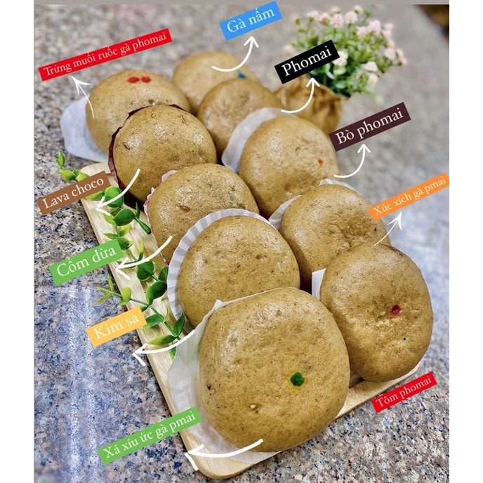 Bánh Bao Nguyên Cám Ruốc Gà Trứng Muối Phomai Eatclean Dành Cho Người Ăn Kiêng