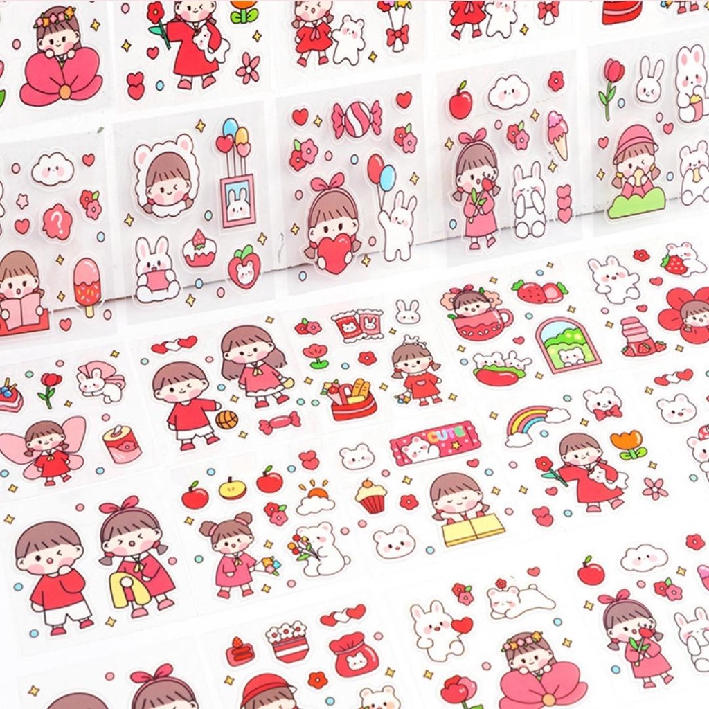 Sticker dán dễ thương siêu dính chống nước trang trí sổ tay, bình nước, điện thoại