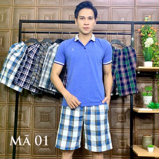 Quần sọt nam - quần sọt caro chất liệu cotton
