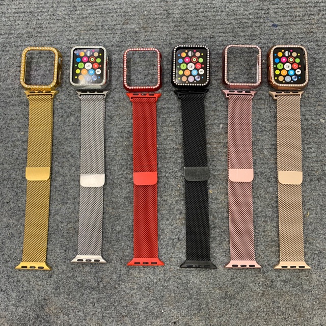 COMBO THÉP MILAN + ỐP VIỀN ĐÍNH HỘT SANG CHẢNH DÀNH CHO APPLE WATCH