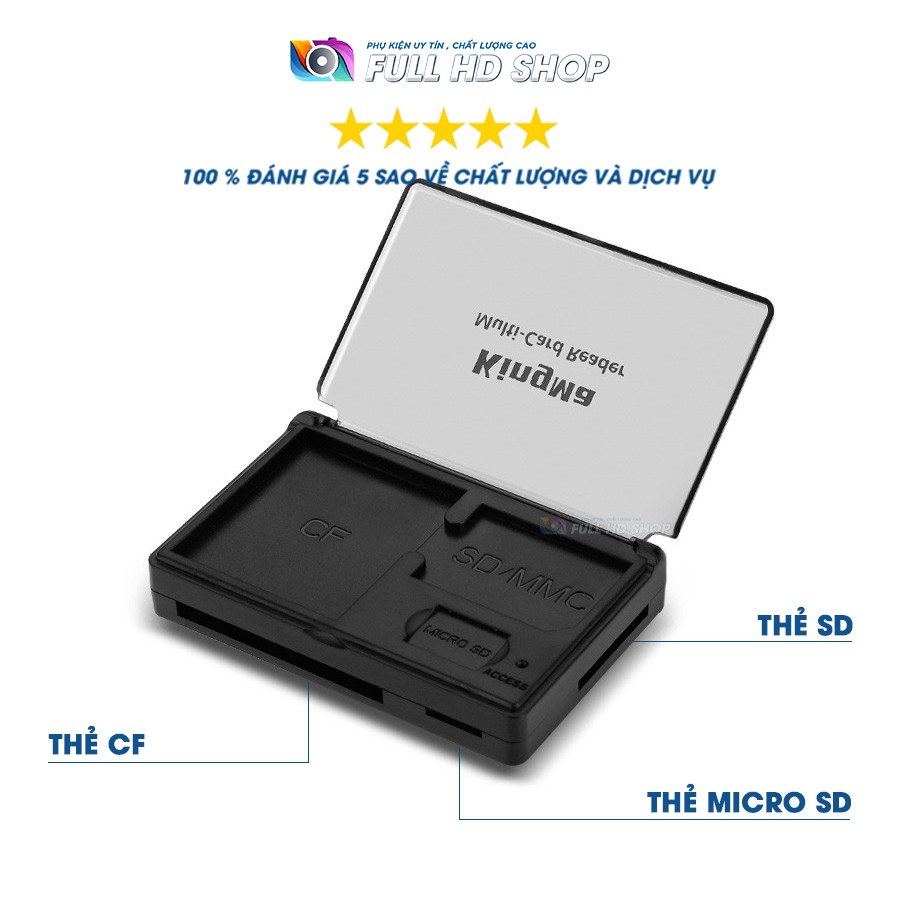 Đầu Đọc Thẻ Nhớ 3.0 - Đọc thẻ nhớ SD / Micro SD / CF - Chính hãng Kingma - Tích hợp hộp đựng thẻ nhớ - Full HD Shop | BigBuy360 - bigbuy360.vn