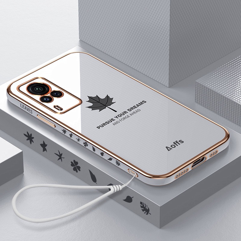 ốp lưng điện thoại mạ sang trọng tương thích với Cho VIVO X70 X70PRO X60 X60PRO X50 X50PRO Vỏ silicon mềm TPU có dây buộc case