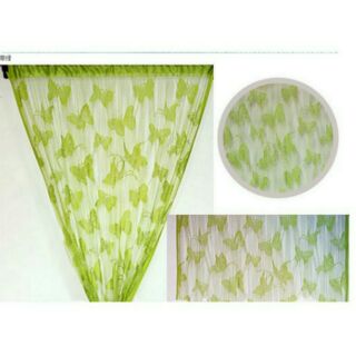 Rèm cửa sổ dệt hình bướm bay xanh lá xinh tươi