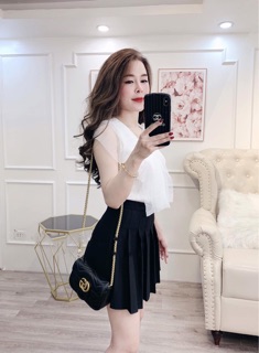 [Ảnh thật] Chân váy dạ xếp ly