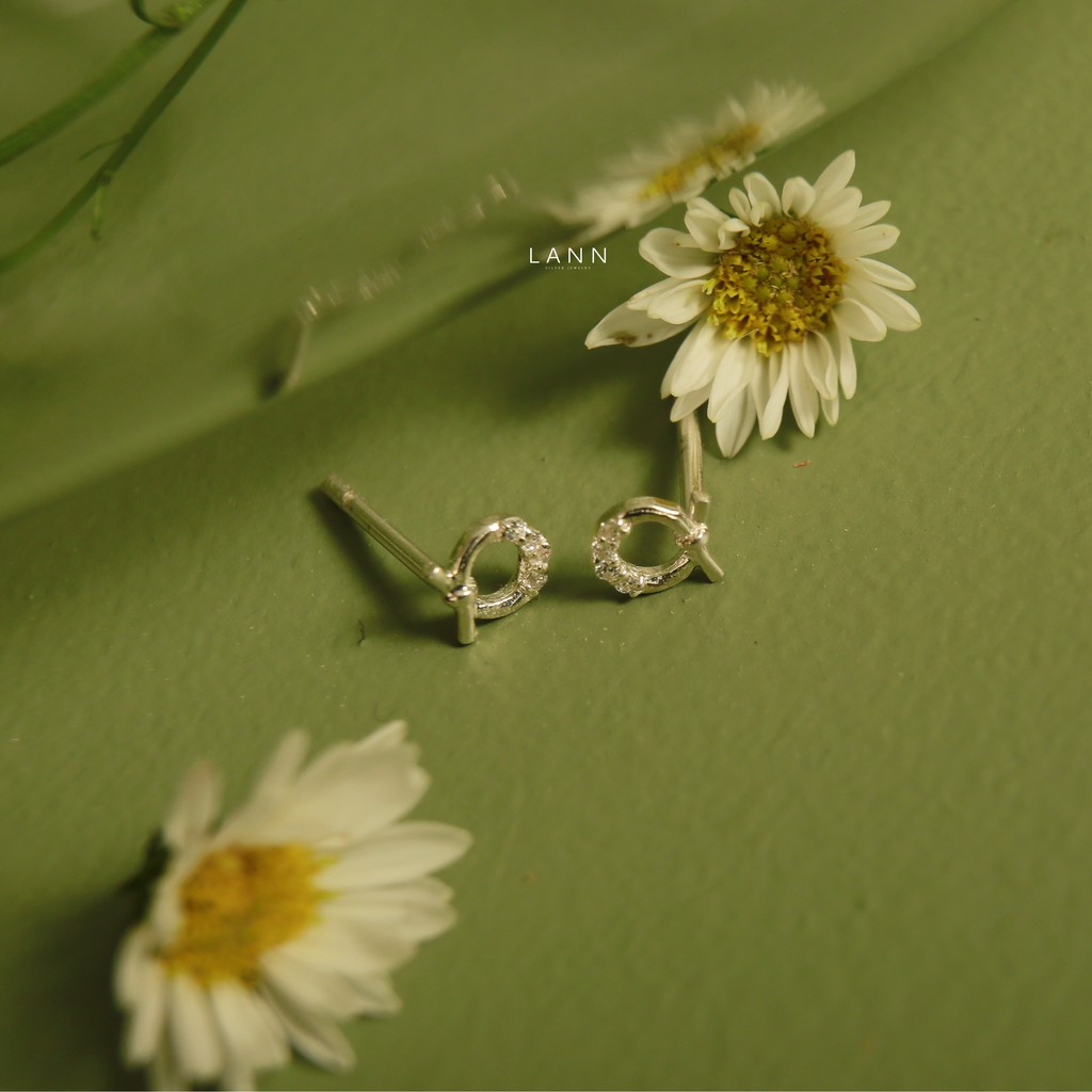 Khuyên Đường Tròn Đá Thắt Nút BẠC S925 LANN E231