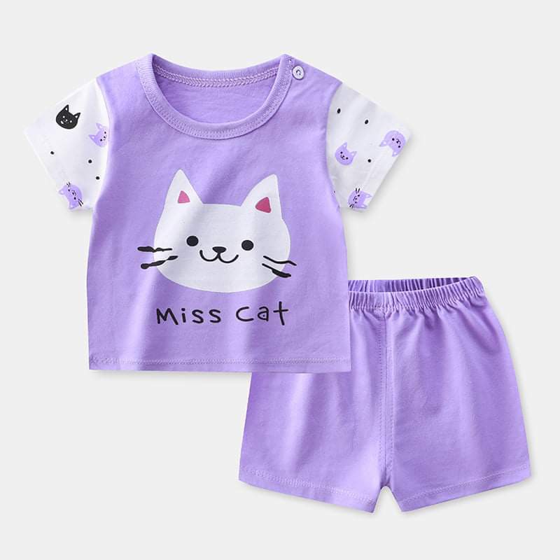 BỘ COTTON BÉ GÁI IN HÌNH VOI CON