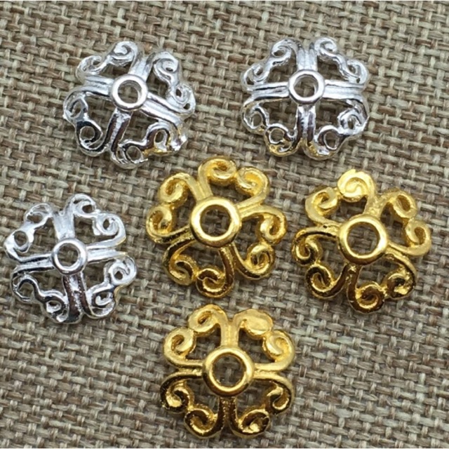 SỈ SIÊU RẺ  Charm ốp hoa bạc 8mm loại dầy dặn - Bạc chuẩn loại 1, PH018