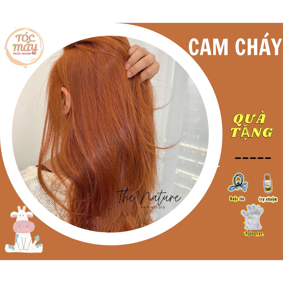 Một bộ thuốc nhuộm tóc màu Cam cháy + tặng oxy trợ nhuộm (tặng kèm gang tay và HDSD)