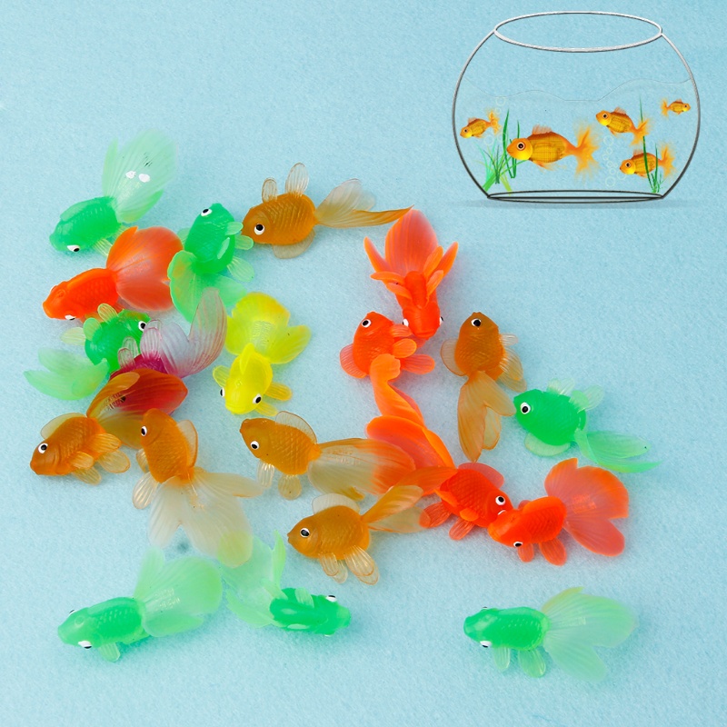 Set 20 chú cá vàng bằng cao su nhiều màu dùng để làm đồ chơi trong bồn tắm cho bé
