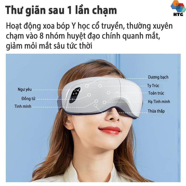 Máy Massage Mắt LEK-H8 Với 8 Chế Độ Độc Lập, Xoa Bóp Và Rung Cùng Bluetooth Phát Nhạc, Mát Xa Nóng Nhiệt Lưu Thông