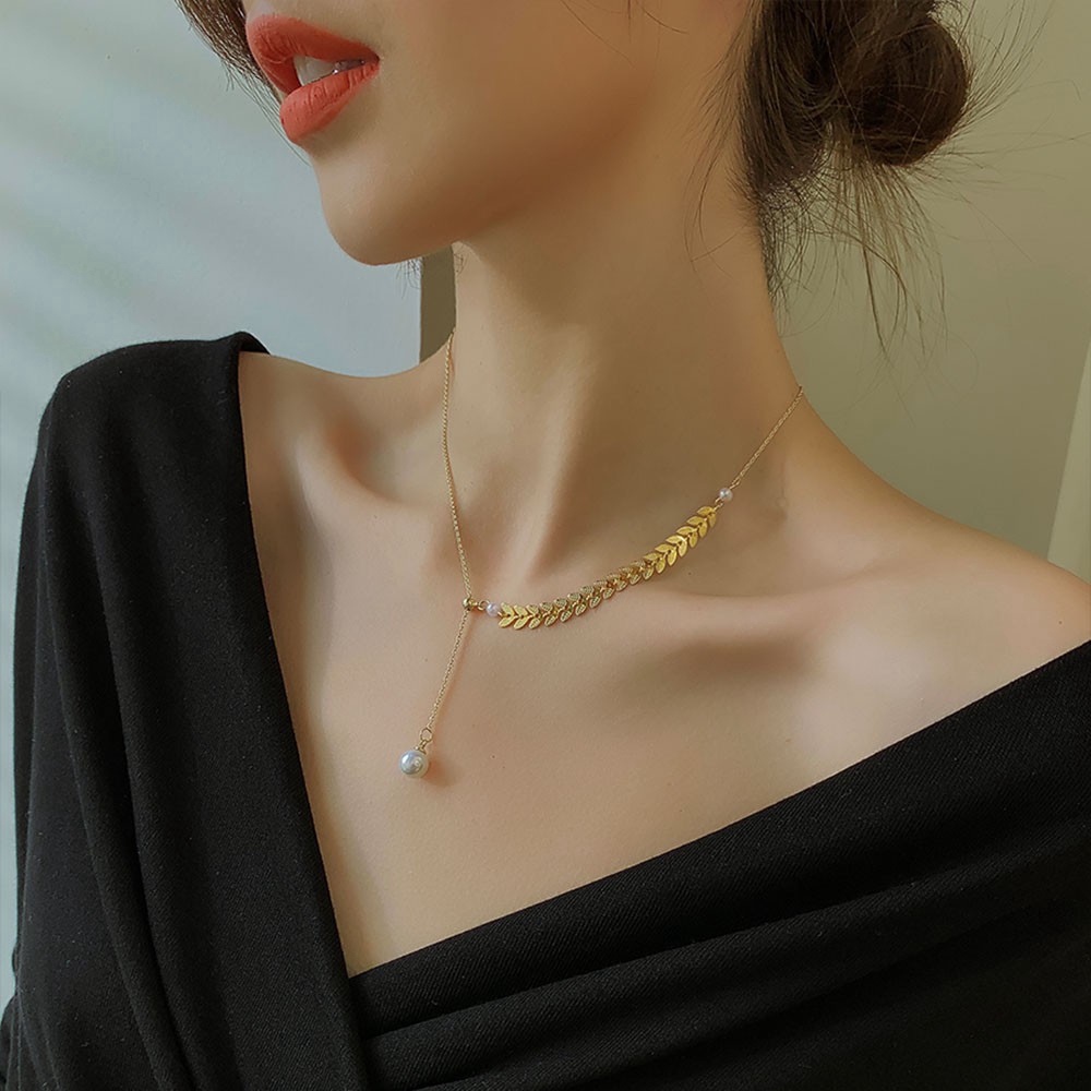 Dây Chuyền Từ Hợp Kim Mặt Ngọc Trai Đơn Giản Phong Cách Hàn Quốc