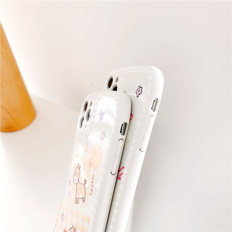 Ốp lưng iphone Hươu Happy viền nổi 3D cong  5/5s/6/6plus/6s/6splus/7/7plus/8/8plus/x/xr/xs/11/12/pro/max/plus/promax | BigBuy360 - bigbuy360.vn