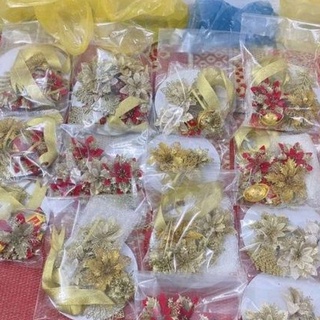 Sét phụ kiện hoa lá cành trang trí oản,tháp bánh,bia và nước ngọt thờ tết,đi lễ