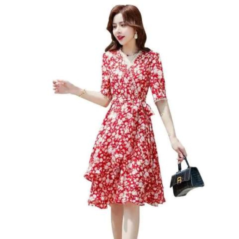 Đầm Hoa Cổ Chữ V Thời Trang Mùa Hè Dành Cho Nữ