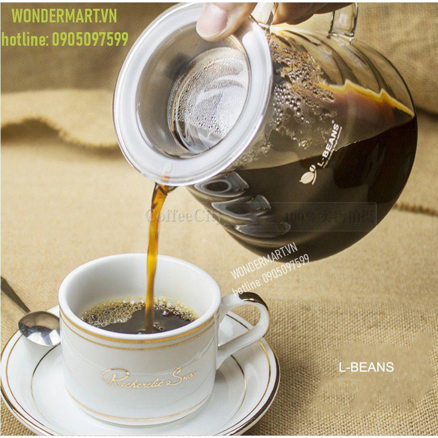 Bình Chứa Cà Phê V60 L-Beans Thủy Tinh cao cấp 360ml – 600ml