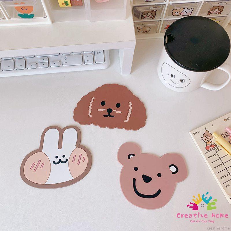 Miếng Lót Ly Chống Trượt Hình Thỏ Gấu Con Dễ Thương