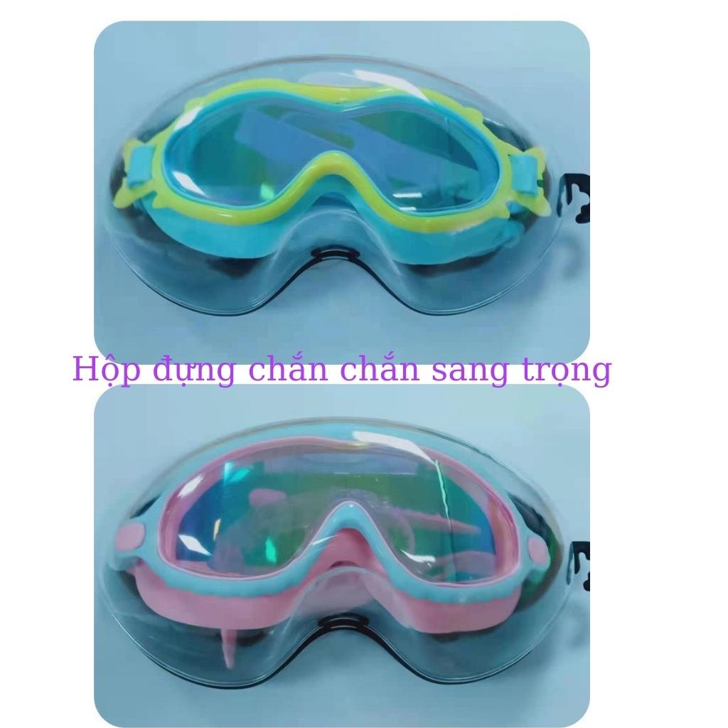 Kính bơi cao cấp trẻ em người lớn 360 GỌNG LỚN, chống nước, chống sương mù, chống tia UV, có nút tai dính liền KGL020