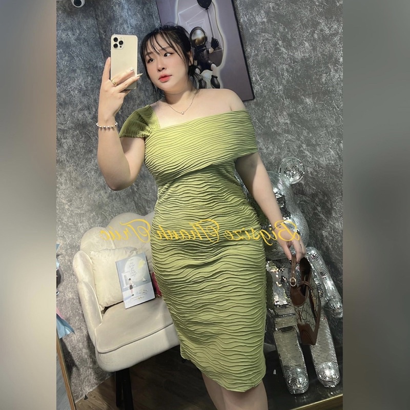 BIGSIZE Đầm dự tiệc thiết kế lệch vai 50-90kg