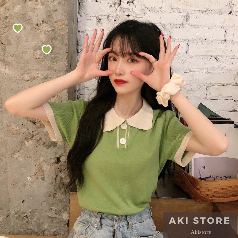 áo thun cổ bẻ áo polo Ngắn Tay trơn basic Mẫu 2021 Thời Trang Dành Cho Nữ áo croptop | BigBuy360 - bigbuy360.vn