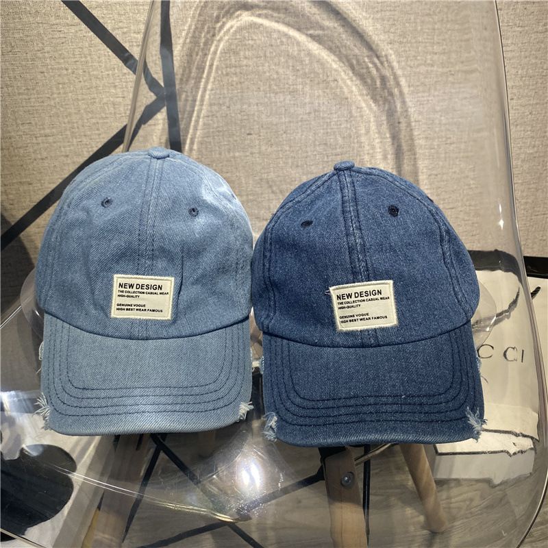 Mũ Kết Mũ Lưỡi Trai Unisex Denim Xước Cá Tính