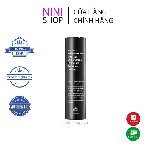 Thanh lăn loại bỏ mụn đầu đen Milk Touch Blackhead Clear Mud Stick 10g - ninishop