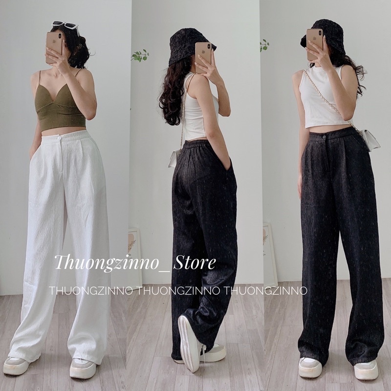 [Vải độc lạ]Quần ống rộng Tacta gân nhũ form dáng to rộng Hàn Quốc Quần ống  suông màu bắt mắt