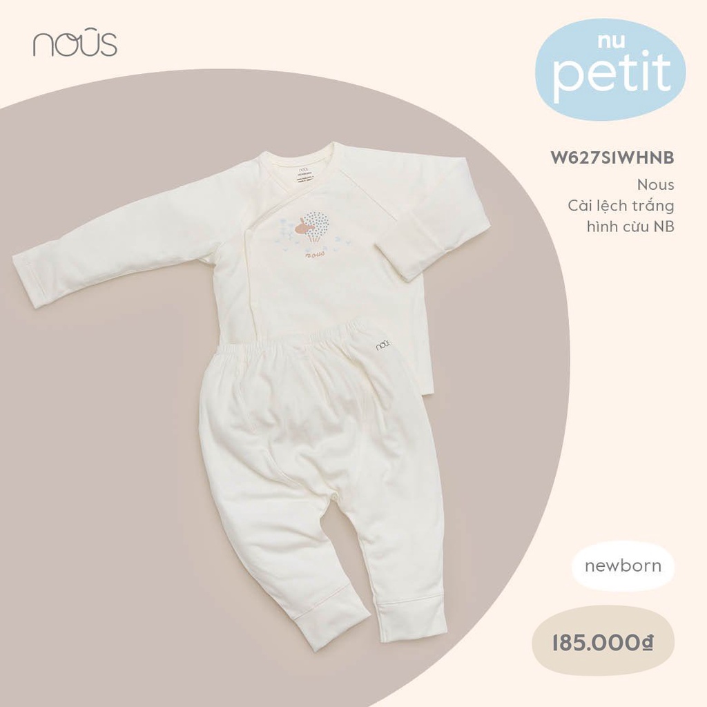 Bộ Quần Áo Cài Lệch Sơ Sinh Cho Bé Nous - Chất Liệu Petit Bé Trai Bé Gái