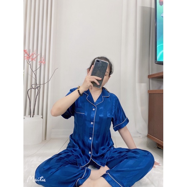 Đồ ngủ bộ lụa Latin (lụa pháp) quần dài, tay cọc cho nữ | BigBuy360 - bigbuy360.vn