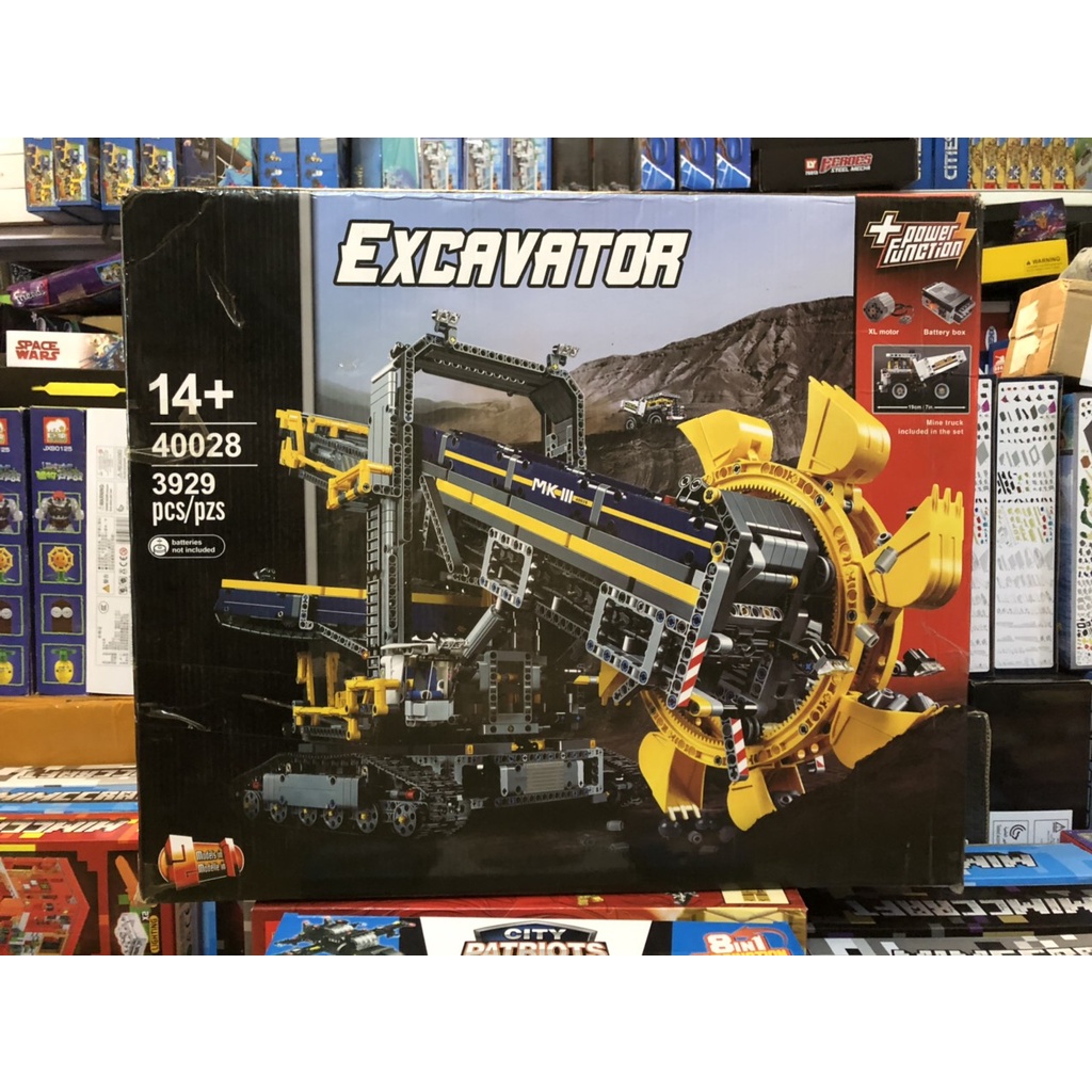 Lego Technic - Lepin 20015 , Leji 40028 ( Xếp hình Máy Xúc Đất Động Cơ Pin 3929 khối )