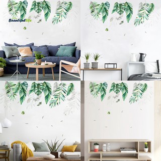 Set 2 giấy dán tường decal hình hoa lá nhiệt đới trang trí nội thất